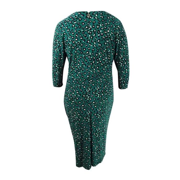 Tommy Hilfiger Women's Plus Leopard-Print Jersey Midi Dress - Forest Multi - Picture 3 of 3